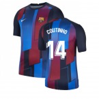 2021-2022 Barcelona Pre-Match Training Shirt (Blue) (COUTINHO 14)