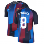 2021-2022 Barcelona Pre-Match Training Shirt (Blue) - Kids (A INIESTA 8)