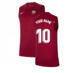 2021-2022 Barcelona Sleeveless Top (Red) (Your Name)