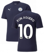 2021-2022 Man City Casuals Tee (Peacot) (KUN AGUERO 10)