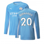 2021-2022 Man City Long Sleeve Home Shirt (BERNARDO 20)