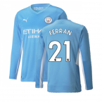 2021-2022 Man City Long Sleeve Home Shirt (FERRAN 21)