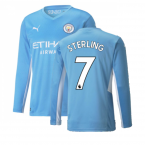2021-2022 Man City Long Sleeve Home Shirt (STERLING 7)