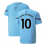 2021-2022 Man City Pre Match Jersey (Light Blue) (KUN AGUERO 10)