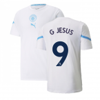 2021-2022 Man City Pre Match Jersey (White) - Kids (G JESUS 9)