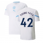 2021-2022 Man City Pre Match Jersey (White) - Kids (TOURE YAYA 42)