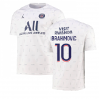 2021-2022 PSG Pre-Match Training Jersey (White) (IBRAHIMOVIC 10)