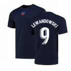 2022-2023 Barcelona Crest T-Shirt (Navy) (LEWANDOWSKI 9)