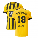 2022-2023 Borussia Dortmund Authentic Home Shirt (BRANDT 19)