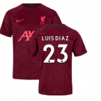 2022-2023 Liverpool Pre-Match Training Shirt (Red) - Kids (LUIS DIAZ 23)