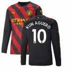 2022-2023 Man City Long Sleeve Away Shirt (Kids) (KUN AGUERO 10)