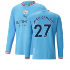 2022-2023 Man City Long Sleeve Home Shirt (JOAO CANCELO 27)