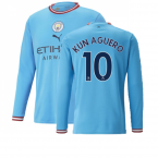 2022-2023 Man City Long Sleeve Home Shirt (KUN AGUERO 10)