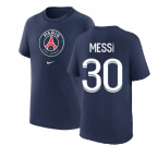 2022-2023 PSG Crest Tee (Navy) - Kids (MESSI 30)