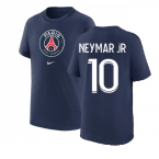 2022-2023 PSG Crest Tee (Navy) - Kids (NEYMAR JR 10)