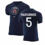 2022-2023 PSG Crest Tee (Navy) (MARQUINHOS 5)