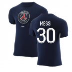 2022-2023 PSG Crest Tee (Navy) (MESSI 30)