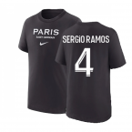 2022-2023 PSG Swoosh T-Shirt (Black) - Kids (SERGIO RAMOS 4)