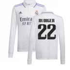 2022-2023 Real Madrid Long Sleeve Home Shirt (RUDIGER 22)