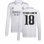 2022-2023 Real Madrid Long Sleeve Home Shirt (TCHOUAMENI 18)