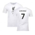 2023-2024 Liverpool Crest Tee (White) (Luis Diaz 7)