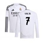 2024-2025 Real Madrid Long Sleeve Home Shirt (Kids) (Vini Jr. 7)