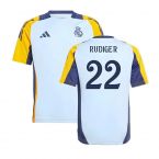 2024-2025 Real Madrid Training Shirt (Glow Blue) - Kids (Rudiger 22)