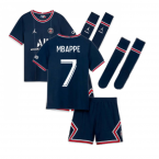 PSG 2021-2022 Little Boys Home Kit (MBAPPE 7)