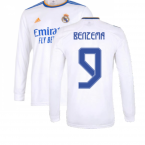 Real Madrid 2021-2022 Long Sleeve Home Shirt (BENZEMA 9)