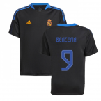 Real Madrid 2021-2022 Training Shirt (Black) - Kids (BENZEMA 9)