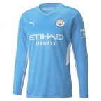 2021-2022 Man City Long Sleeve Home Shirt (Kids)