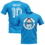 Lionel Messi Argentina Illustration T-Shirt (Sky)