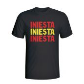 Andres Iniesta Spain Player Flag T-shirt (black)