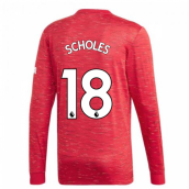 2020-2021 Man Utd Adidas Home Long Sleeve Shirt (SCHOLES 18)