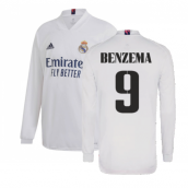 2020-2021 Real Madrid Long Sleeve Home Shirt (BENZEMA 9)