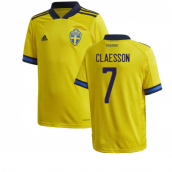 2020-2021 Sweden Home Adidas Football Shirt (Kids) (CLAESSON 7)
