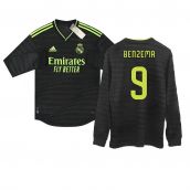 2022-2023 Real Madrid Authentic Long Sleeve Third Shirt (BENZEMA 9)