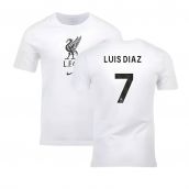 2023-2024 Liverpool Crest Tee (White) (Luis Diaz 7)