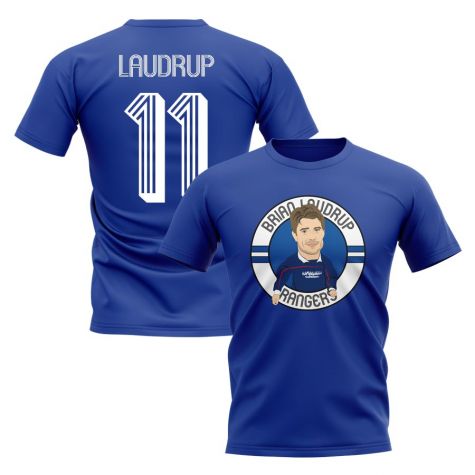 Brian Laudrup Rangers Illustration T-Shirt (Blue)