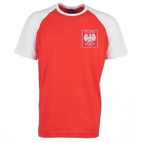 Poland Raglan Sleeve Red/White Retro T-Shirt