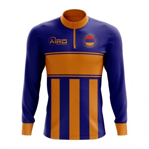 Armenia Concept Football Half Zip Midlayer Top (Blue-Orange)