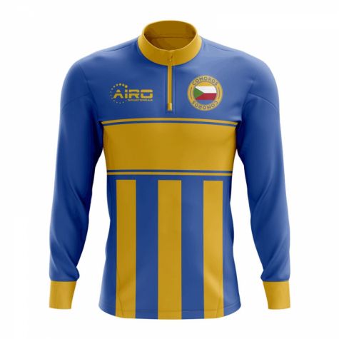 Comoros Concept Football Half Zip Midlayer Top (Blue-Yellow)