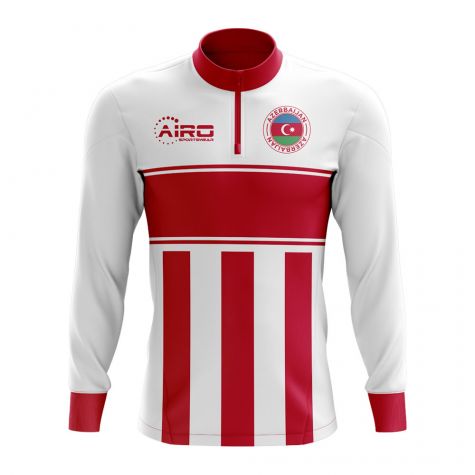 Azerbaijan Concept Football Half Zip Midlayer Top (White-Red)