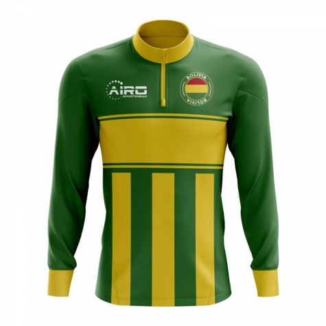 Bolivia Concept Football Half Zip Midlayer Top (Green-Yellow)