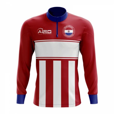 Paraguay Concept Football Half Zip Midlayer Top (Red-White)