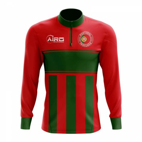 Portugal Concept Football Half Zip Midlayer Top (Red-Green)