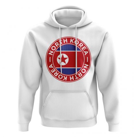 North Korea Football Badge Hoodie (White)