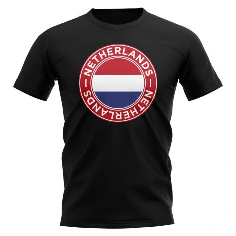 Netherlands Football Badge T-Shirt (Black)