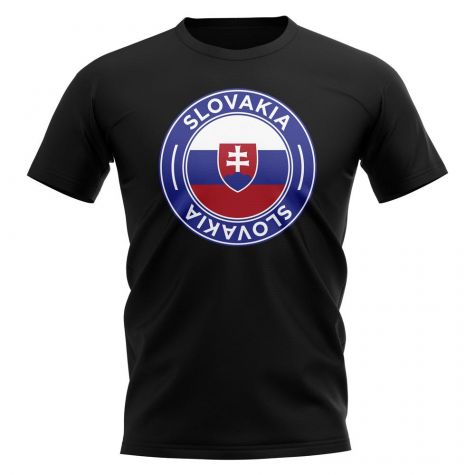 Slovakia Football Badge T-Shirt (Black)