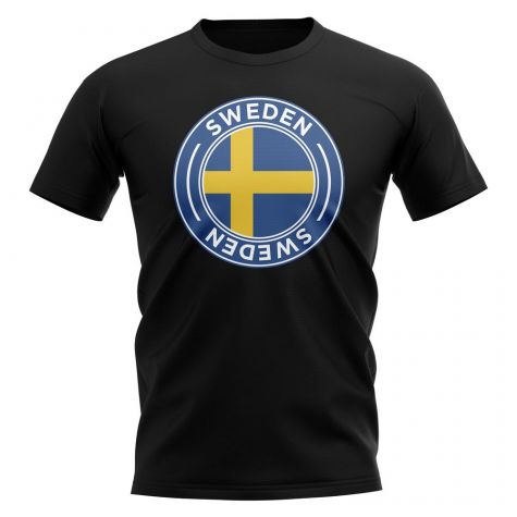 Sweden Football Badge T-Shirt (Black)